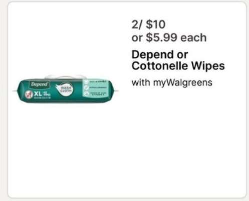 Depend or Cottonelle Wipes