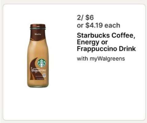 Starbucks Coffee, Energy or Frappuccino Drink