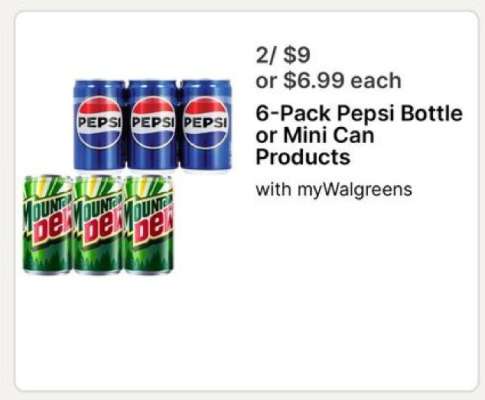 6-Pack Pepsi Bottle or Mini Can Products