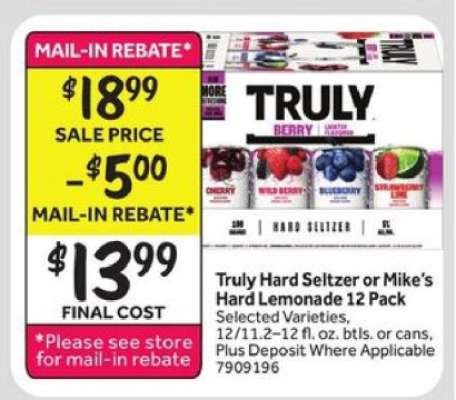 Truly Hard Seltzer or Mike's Hard Lemonade 12 Pack