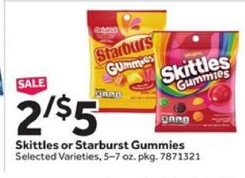 Skittles or Starburst Gummies