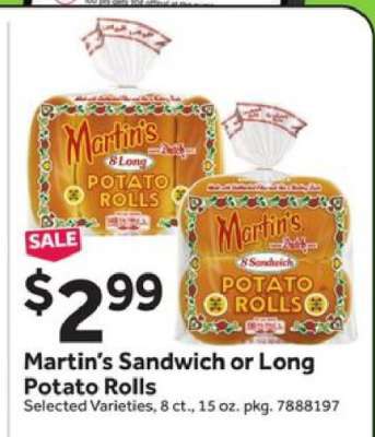 Martin's Sandwich or Long Potato Rolls