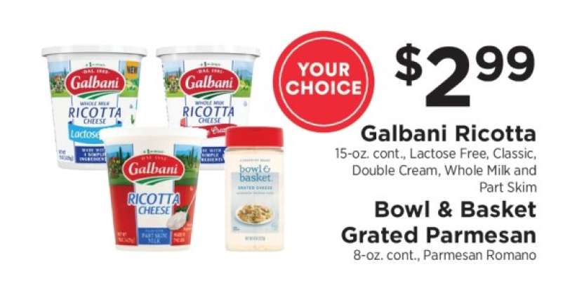 Galbani Ricotta / Bowl & Basket Grated Parmesan