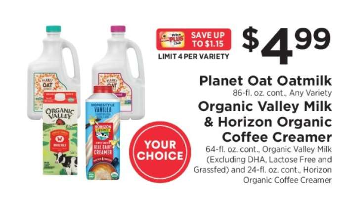Planet Oat Oatmilk, Organic Valley Milk & Horizon Organic Coffee Creamer
