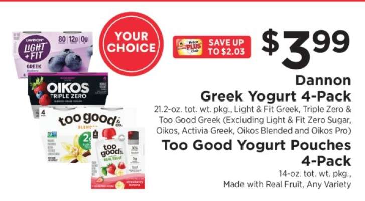 Dannon Greek Yogurt 4-Pack / Too Good Yogurt Pouches 4-Pack