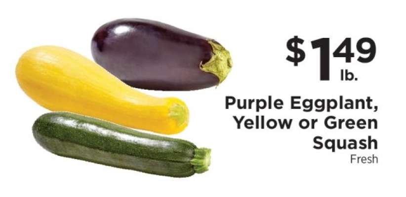 Purple Eggplant, Yellow or Green Squash