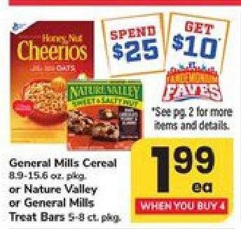 General Mills Cereal or Nature Valley or General Mills Treat Bars