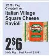 Italian Village Square Cheese Ravioli