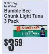 Bumble Bee Chunk Light Tuna 3 Pack