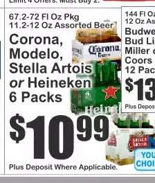 Corona, Modelo, Stella Artois or Heineken 6 Packs
