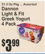Dannon Light & Fit Greek Yogurt 4 Pack