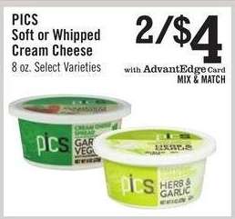 PICS Soft or Whipped Cream Cheese