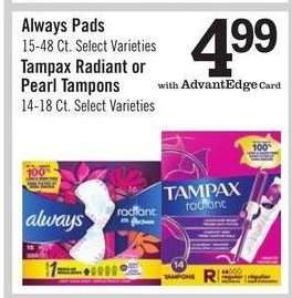 Tampax Radiant or Pearl Tampons