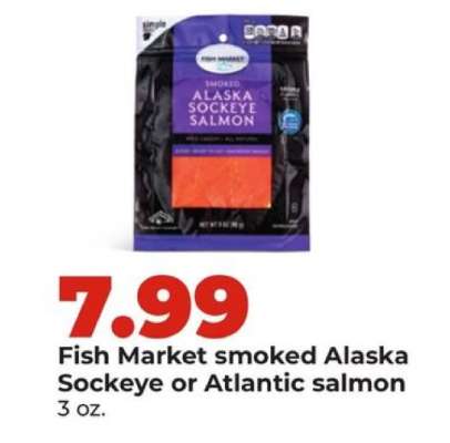 Fish Market smoked Alaska Sockeye or Atlantic salmon