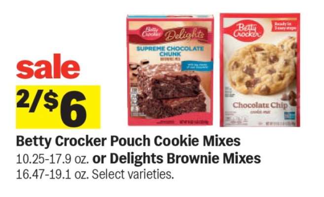 Betty Crocker Pouch Cookie Mixes or Delights Brownie Mixes