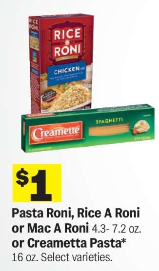 Pasta Roni, Rice A Roni or Mac A Roni or Creamette Pasta