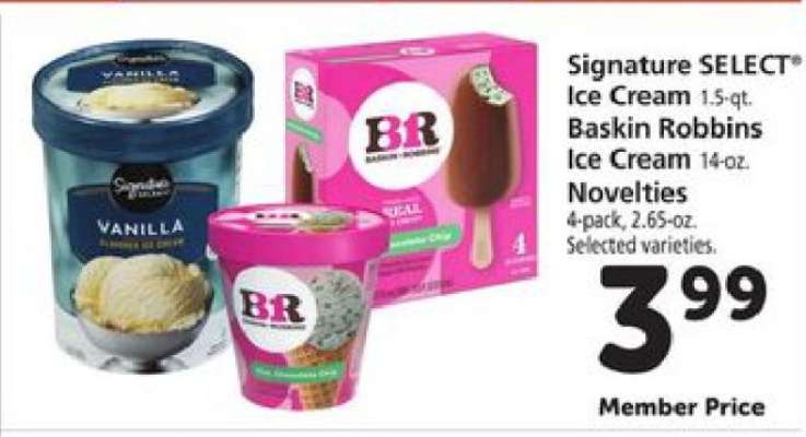 Signature SELECT Ice Cream, Baskin Robbins Ice Cream, Novelties