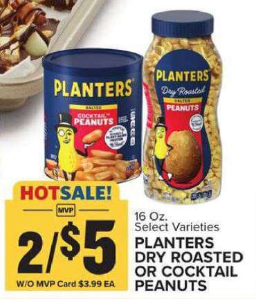 Planters Dry Roasted or Cocktail Peanuts