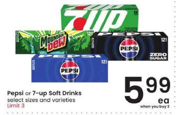 Pepsi, or 7-up Soft Drinks