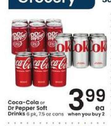 Coca-Cola or Dr Pepper Soft Drinks