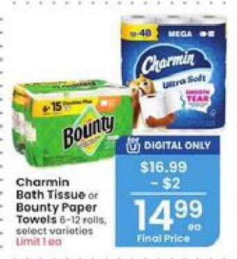 Charmin Bath Tissue or Bounty Paper Towels