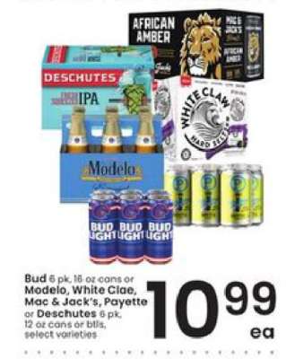 Bud, Modelo, White Claw, Mac & Jack's, Payette, Deschutes