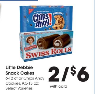 Little Debbie Snack Cakes or Chips Ahoy Cookies