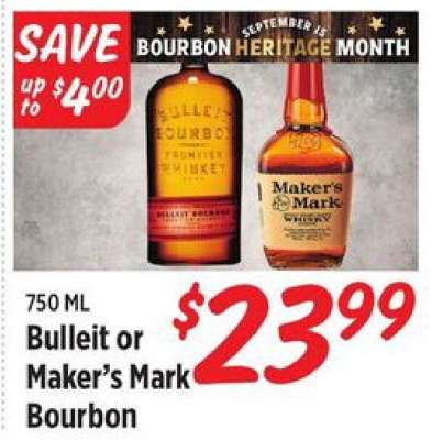 Bulleit or Maker’s Mark Bourbon