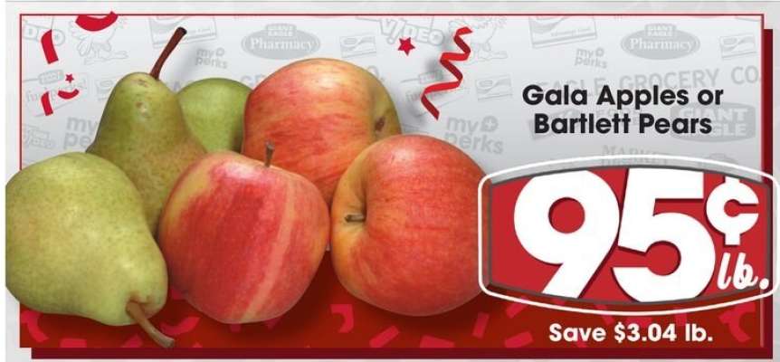 Gala Apples or Bartlett Pears