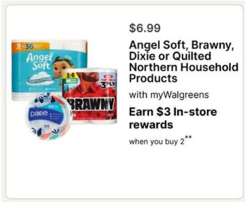 Angel Soft, Brawny, Dixie or Quilted Northern Household Products
