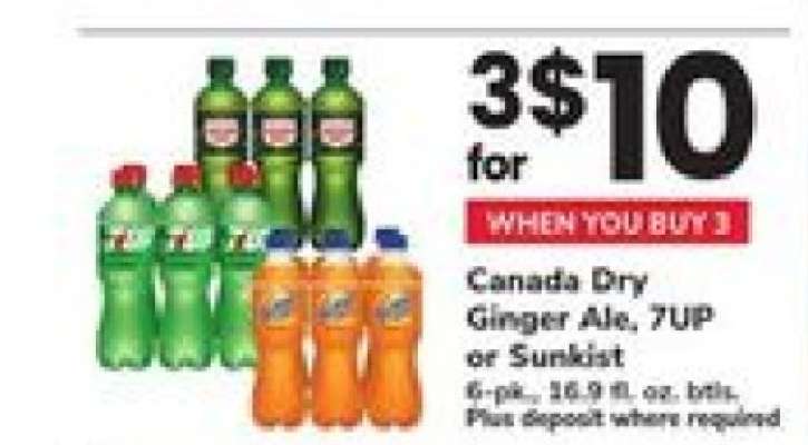 Canada Dry Ginger Ale, 7UP or Sunkist