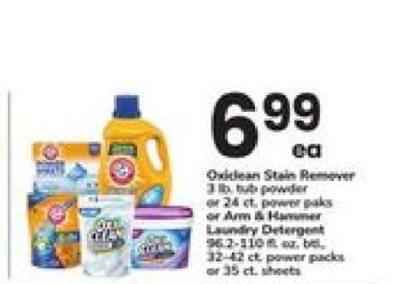 OxiClean Stain Remover or Arm & Hammer Laundry Detergent