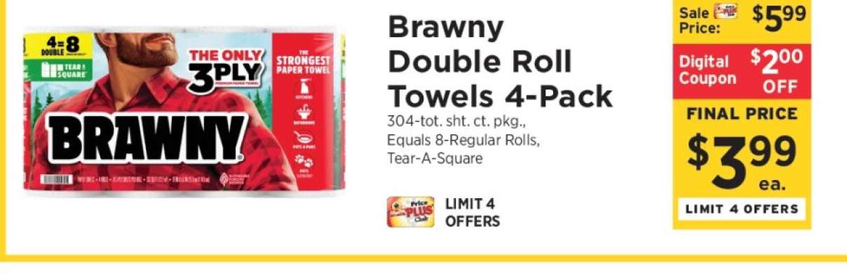 Brawny Double Roll Towels 4-Pack