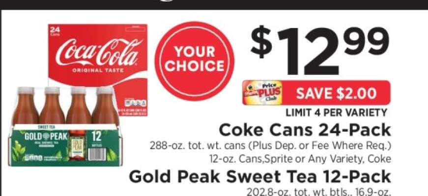 Coke Cans 24-Pack or Gold Peak Sweet Tea 12-Pack