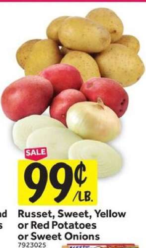 Russet, Sweet, Yellow or Red Potatoes or Sweet Onions