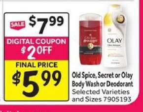 Old Spice, Secret or Olay Body Wash or Deodorant
