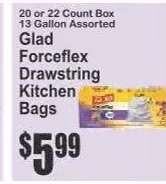 Glad Forceflex Drawstring Kitchen Bags