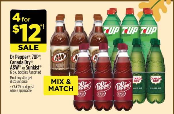 Dr Pepper®, 7UP®, Canada Dry®, A&W® or Sunkist®