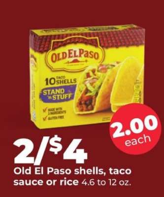 Old El Paso shells, taco sauce or rice