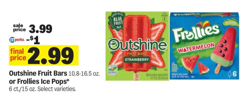 Outshine Fruit Bars or Frollies Ice Pops