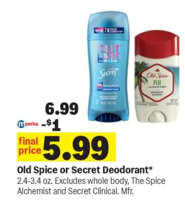 Old Spice or Secret Deodorant