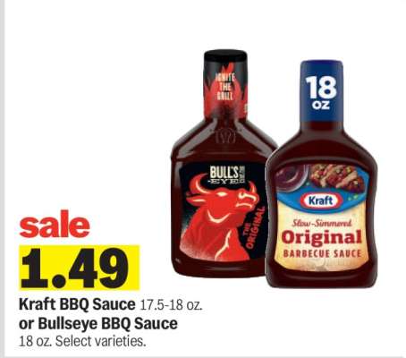 Kraft BBQ Sauce or Bullseye BBQ Sauce