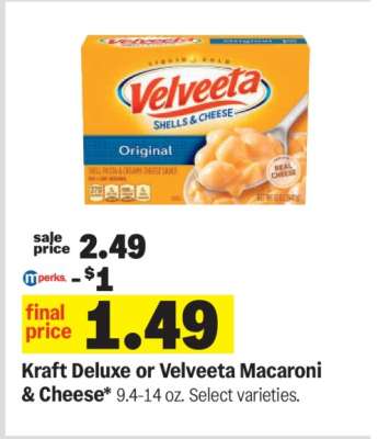 Kraft Deluxe or Velveeta Macaroni & Cheese