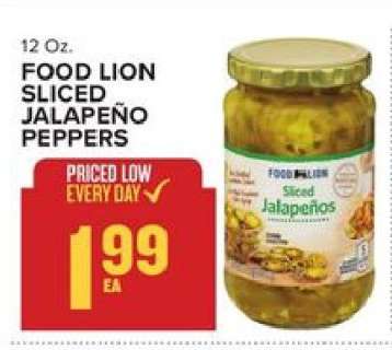 FOOD LION SLICED JALAPEÑO PEPPERS