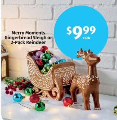 Merry Moments Gingerbread Sleigh or 2-Pack Reindeer