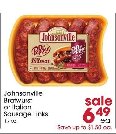 Johnsonville Bratwurst or Italian Sausage Links