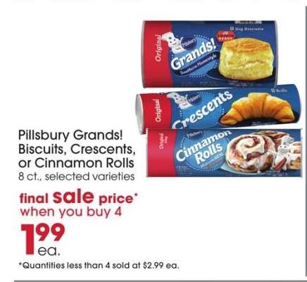Pillsbury Grands Biscuits, Crescents or Cinnamon Rolls