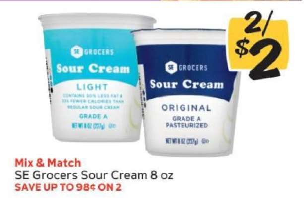 SE Grocers Sour Cream 8 oz