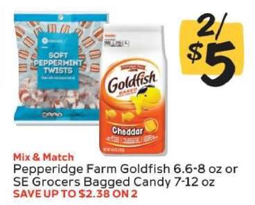 Pepperidge Farm Goldfish or SE Grocers Bagged Candy