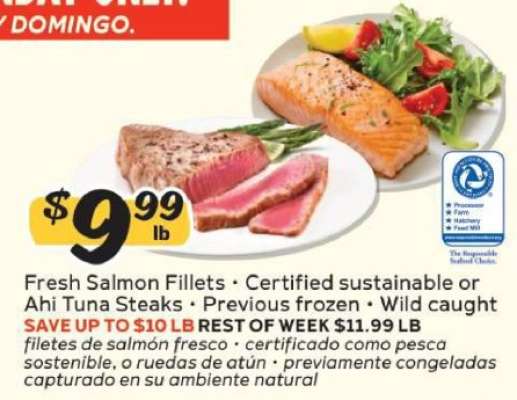Fresh Salmon Fillets or Ahi Tuna Steaks